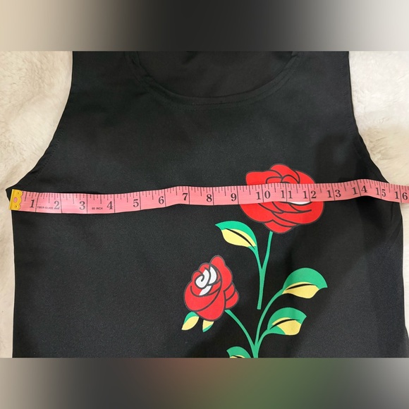 Grace Black Dress with Red and Green Floral Accents - Picture 4 of 4